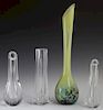 Group of Four Vases, 20th c., one of Art Glass, probably Venetian, two of Baccarat Crystal, and one Daum pentagonal example, 