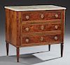 Diminutive Louis XVI Style Carved Walnut Marble Top Commode, late 19th c