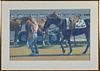 Pauline M. Howard (1951- ,Texas), "Polo Ponies and Stable Girl," 20th c., pastel, signed lower left, presented in a gilt fram