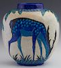Belgian Art Deco Boch Freres Keramis Vase, c. 1924, designed by Charles Catteau (1880-1966), the oval baluster vase with blue