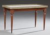 French Louis XVI Style Carved Mahogany Marble Top Coffee Table, 20th c