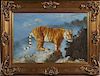 Chinese School, "Tiger on a Rocky Crag," 20th c., oil on canvas, signed "Felix" lower right, presented in a gilt frame, H.- 2