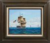 Joseph A. Wilhelm (1923-2003, Louisiana), "American Whaler," 20th c., oil on masonite, signed and titled lower right, present