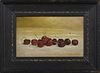 American School, "Handful of Cherries," 19th c., oil on mahogany cigar box lid, presented in a wide ebonized frame, H.- 4 7/8