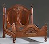 American Carved Walnut Highback Bed, c. 1880, possibly New Orleans, the arched top with an applied leaf and egg relief carvin