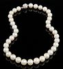 Graduated Strand of Thirty-Seven White South Sea Pearls, ranging from 10-12