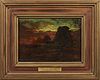 George William Whitaker (1841-1916, Rhode Island), "Sunset Near Barrington Beach Rhode Island," 19th c., oil on panel, signed
