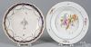 Derby porcelain plate with urn decoration, ca. 1800, together with a Spanish shallow bowl