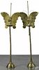 Pair of Korean brass torchieres with butterfly screens, early 20th c., 64 1/2'' h.