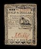 An American Continental Congress 2/17/1776 Half-Dollar Note