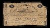 An 1816 The Catskill Bank, Catskill, NY 6-Cent Obsolete Bank Note Varying sizes; Largest measures 2 3/4 x 3 3/4 inches