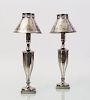 PAIR OF NEOCLASSICAL STYLE SILVERED LAMPS, MODERN