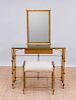 GILT-METAL DRESSING TABLE AND MATCHING STOOL
