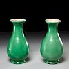 Pair Chinese apple-green crackle glazed vases