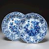 Pair Chinese blue and white plates