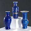 (3) Chinese powder blue glazed vases