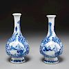 Pair Kangxi Chinese blue and white porcelain vases