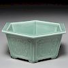 Old Chinese carved celadon jardiniere