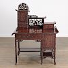 Fine Chinese Export carved hardwood two-part desk