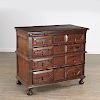 Jacobean style paneled oak chest of drawers