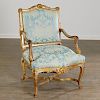 Nice Louis XV silvered and giltwood fauteuil