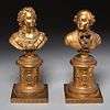 Nice pair jeweled gilt bronze French Royal busts