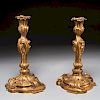Pair Louis XV style gilt bronze candlesticks