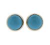 14K Gold Turquoise Button Earrings
