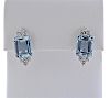 18K Gold Diamond Aquamarine Earrings