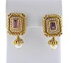 Vahe Naltchayan 18k Gold Diamond Pearl Pink Stone Earrings