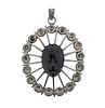 Mexican Sterling Silver Carved Stone Pendant 