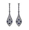 Art Deco Platinum Diamond Blue Stone Drop Earrings