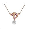 Mikimoto 18K Gold Pearl Sapphire Butterfly Pendant Necklace