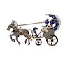 Retro 14K Gold Blue Red Stone Carriage Brooch