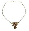 Antique 14K Two Tone Gold Flower Pendant Necklace