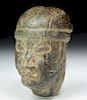 Ancient Olmec Greenstone Were-Jaguar Head