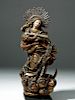 19th C. Mexican Wooden Santo - Mary on Crescent Moon