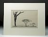 Signed Lozowick Lithograph, "Trees and Mountains" 1930