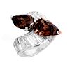 GIA Certified Vintage 4.06 and 3.04 Carat Pear Shape Fancy Dark Orangy Brown Diamond, Tapered Bague