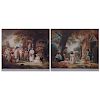 After: George Morland, British (1763 - 1804) Mezzotint Engravings with Hand Color, 2 Works: "Playin