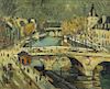 DUMONT, Pierre. Oil on Canvas. View of the Seine.