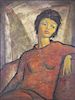 BOTELLO, Angel. Oil on Wood. Portrait of Olga.