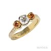 18kt Gold, Diamond, and Colored Diamond Ring, R.W. Wise