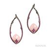 18kt White Gold, Coral, Pink Sapphire, and Diamond Earrings, Stephen Webster