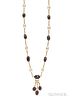 Arts and Crafts 18kt Gold and Garnet Bead Longchain