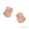 18kt Gold, Rose Quartz, and Cultured Pearl Earclips, Verdura