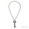 18kt Gold, Black Diamond, and Diamond Key Pendant and Chain, Theo Fennell