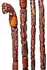 117. Robert M. Foster Equality Folk Art Cane- Ca. 1890-  A prime folk-art example of Mr. Foster’s work who died in Sparta, Missouri  around 1900, but 
