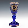 Large 19th Century Continental Cobalt Glass Chalice, 19th Century