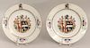 (on 3) PAIR OF 18TH C. CHINESE EXPORT ARMORIAL PLATES